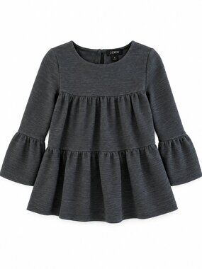 J.Crew black Textured Tiered Babydoll Top Bell Sleeve Small